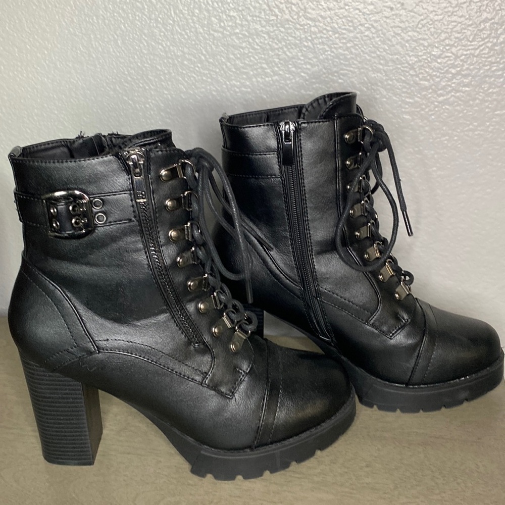 High heel combat boots